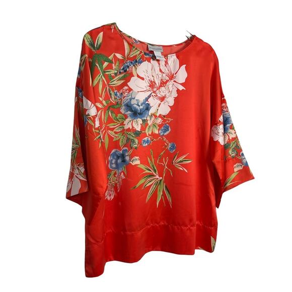 Soft Surroundings Top Blouse Orange Floral Size Medium - Picture 4 of 7